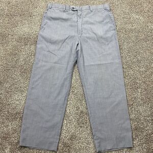 ZANELLA Pants Mens 37X27.5  Blue Wool Flat Front Luxury Pants Trousers ‎ Italy